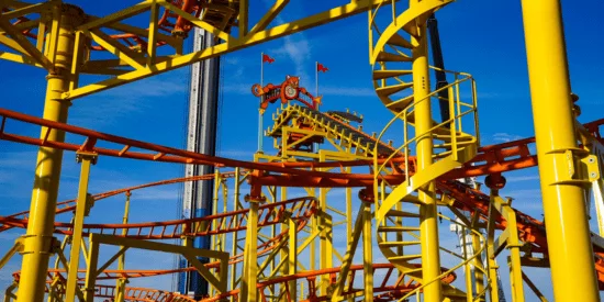 wild mouse roller coaster tracks at cedar point theme park in Sandusky, Ohio